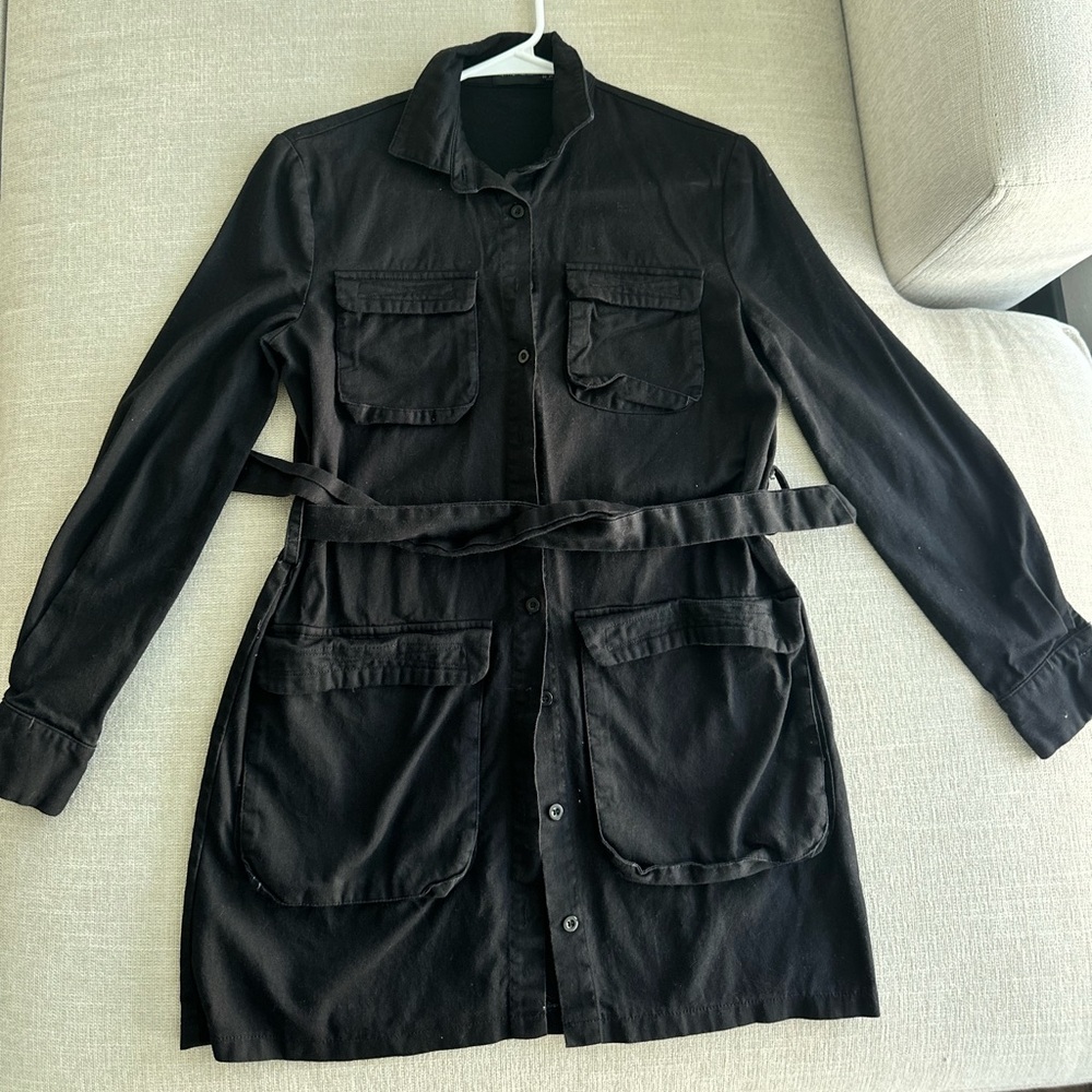PrettyLittleThing Black Utility Mini Dress